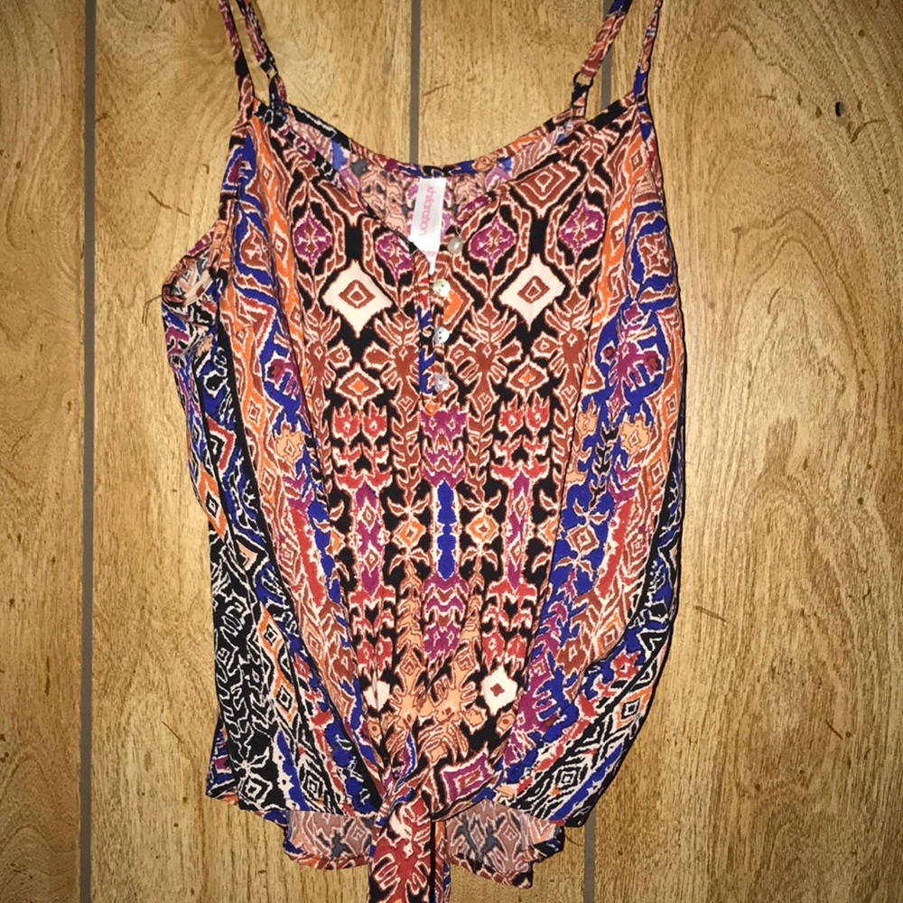 Knot tied spaghetti strap summer top